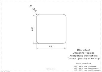 Reginox OHIO 18x40 montaż na równo z blatem - wycięcie