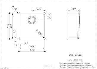 Reginox OHIO 18x40 rysunek techniczny