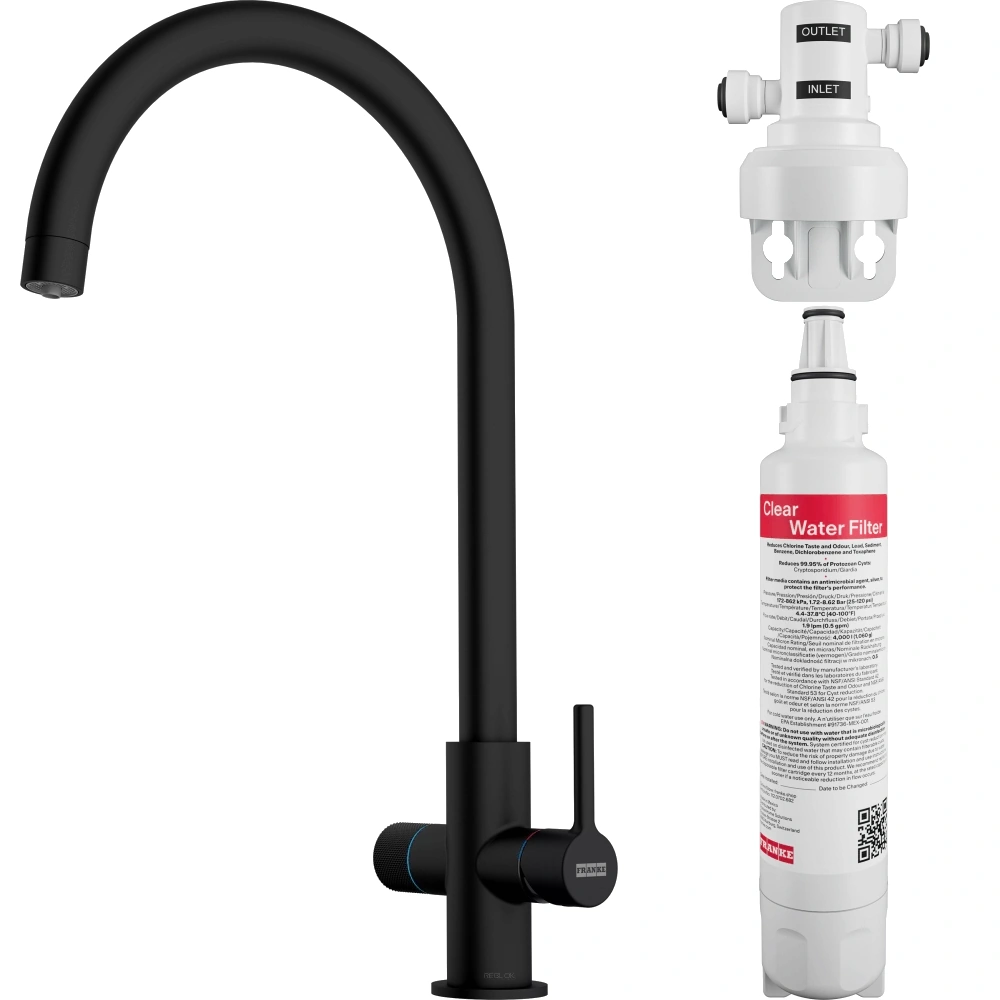 Zestaw FRANKE Lina CLEAR WATER 2.0 J czarny mat + zestaw startowy Clear Water S (160.0702.681)
