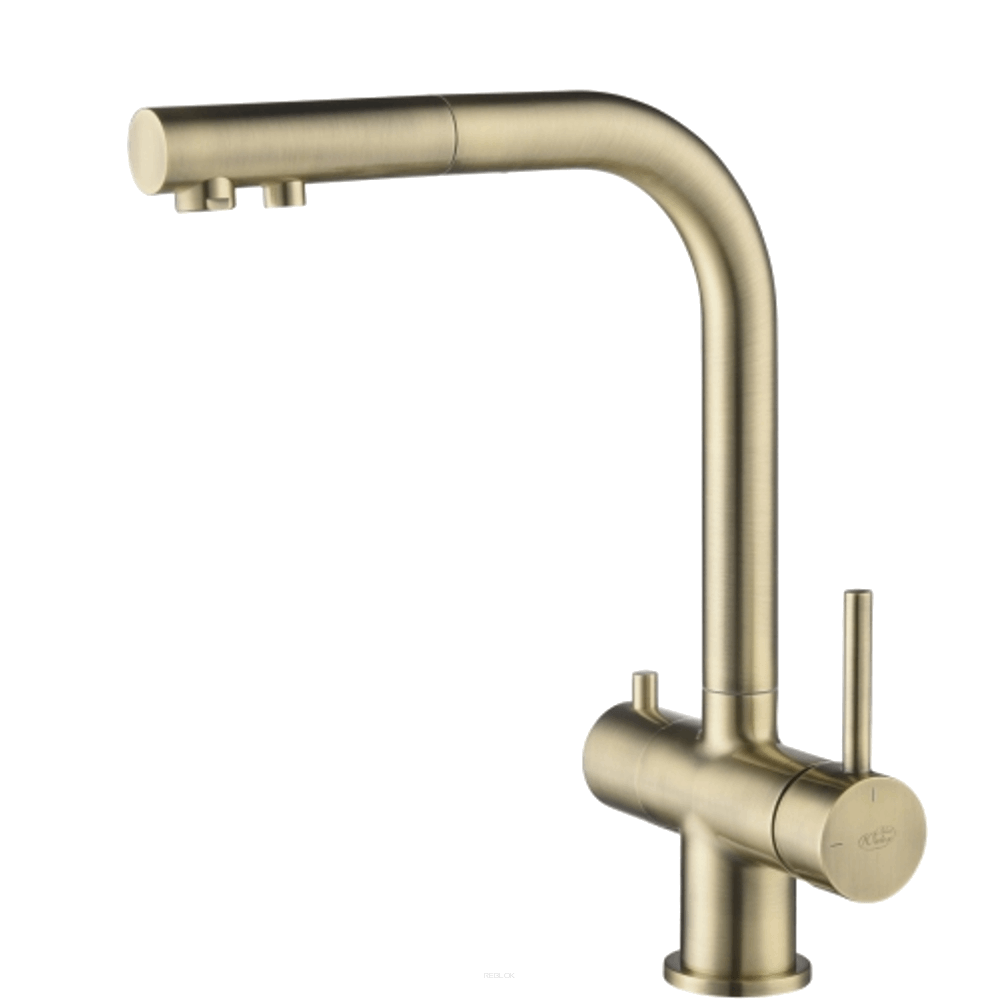 Blue Water APALA mosiądz antyczny - dwuobwodowa bateria z wyciąganą wylewką