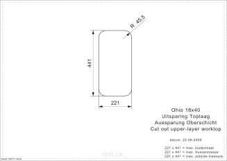 Reginox OHIO 18x40 montaż na równo z blatem - wycięcie