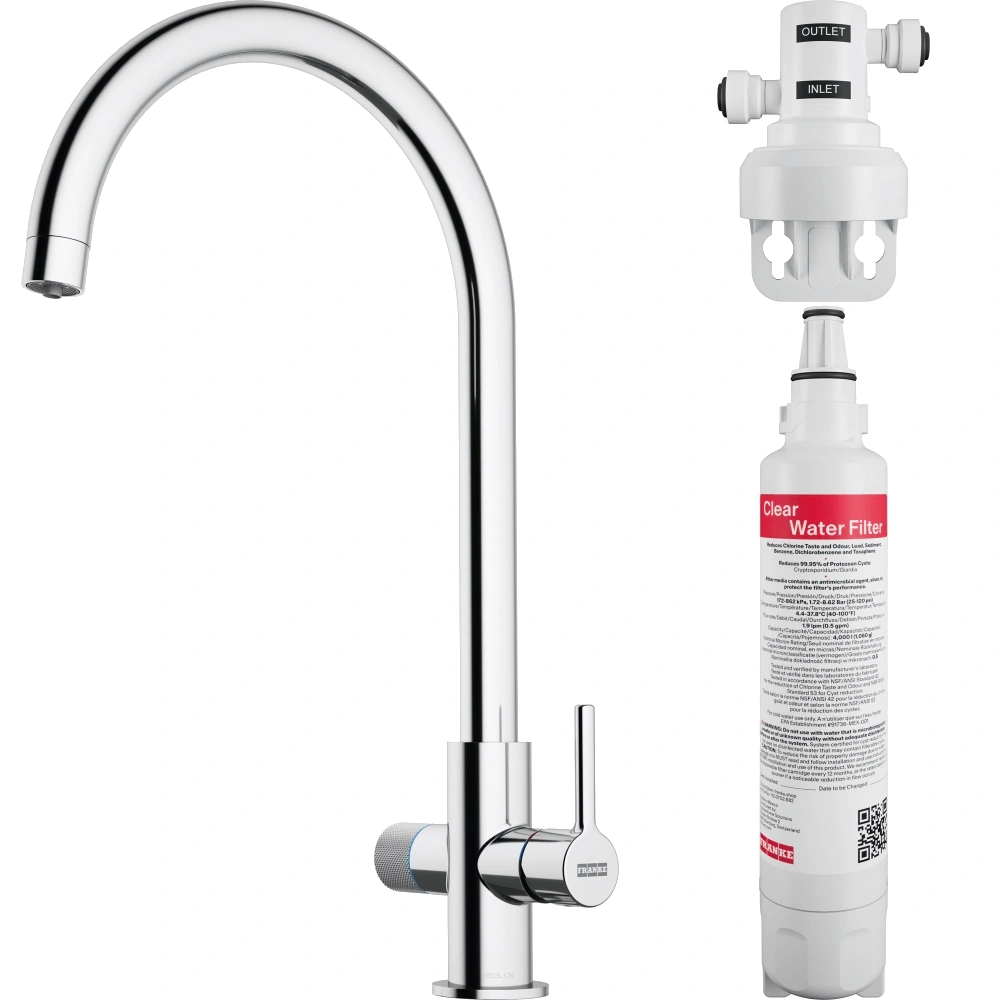 Zestaw FRANKE Lina CLEAR WATER 2.0 J chrom + zestaw startowy Clear Water S (160.0702.660)