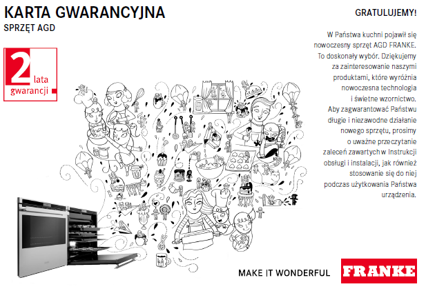 FRANKE - warunki gwarancji 2 lata na sprzęt AGD